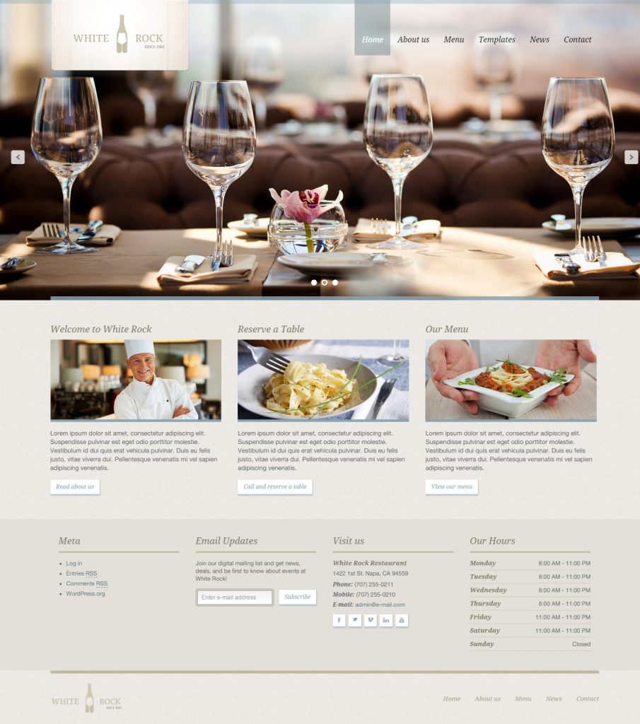 WhiteRock - Theme website về ẩm thực WordPress, website ẩm thực