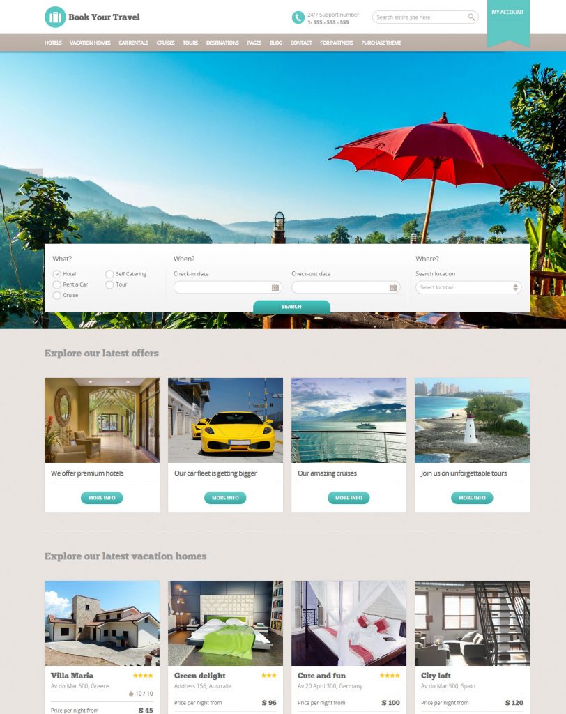 Thiết kế web khách sạn uy tín, chuyên nghiệp, trọn gói giá rẻ với mẫu Book Your Travel theme