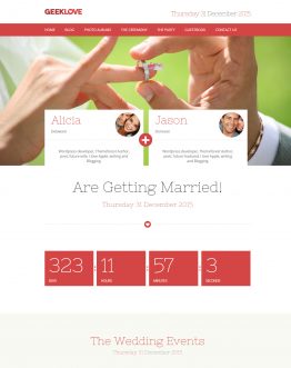 Geeklove - Wedding theme WordPress, mẫu website đám cưới